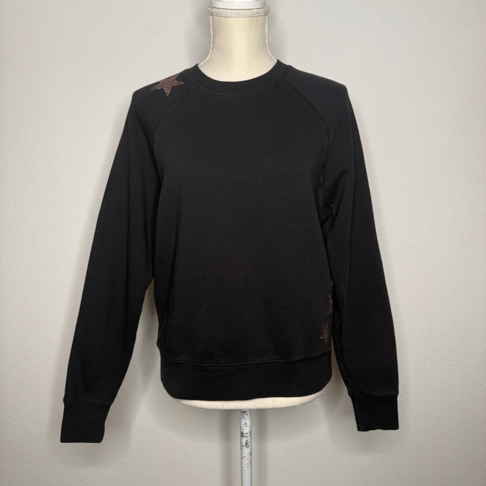 Zadig & Voltaire Cotton Crewneck Sweatshirt Rhinestone Star Black XS